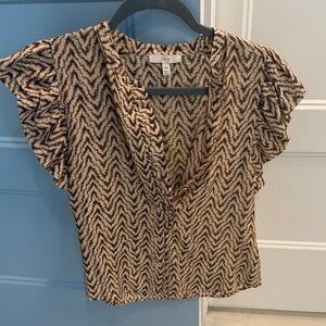 Joie Black and Tan Zigzag Women's Blouse